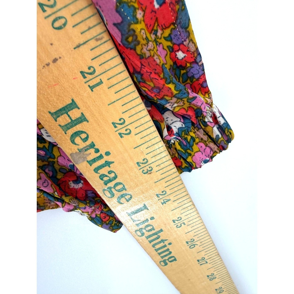 Melloday Floral Blouse Womens Medium Multi-Color Boho Romantic Whimsical Peasant - Picture 9 of 11